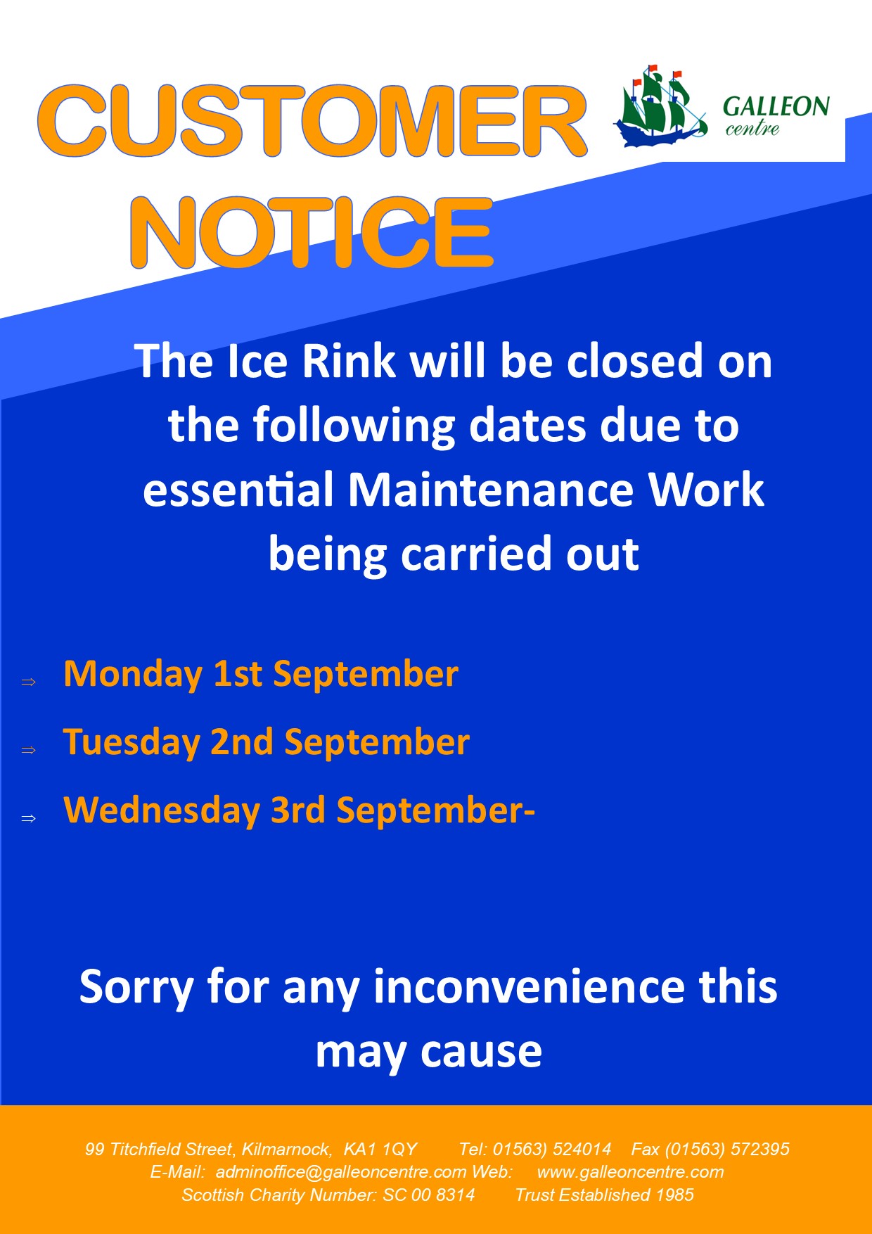 ICE RINK CLOSED MAINTENANCE 01.09.25