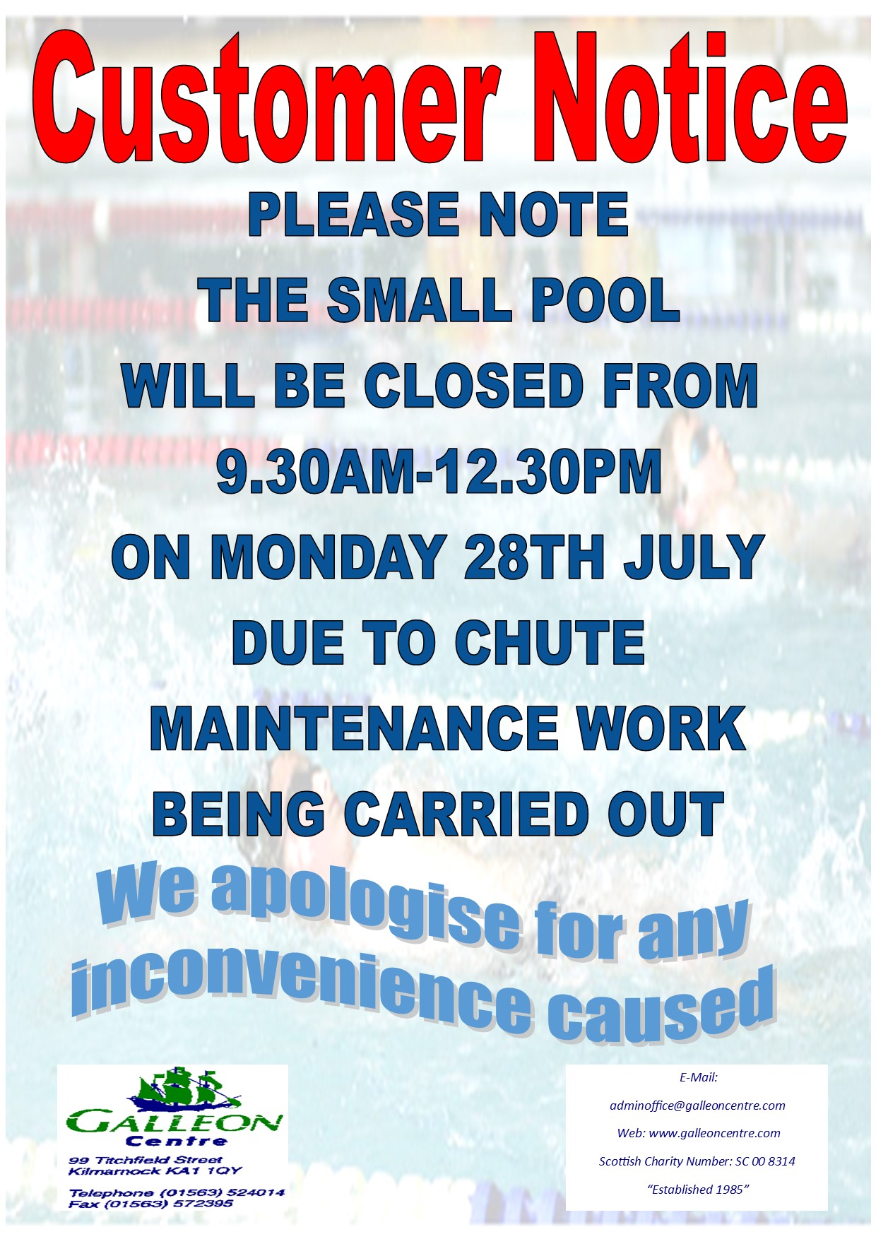 CUST NOTICE CHUTE MAINTENANCE 28.07.25