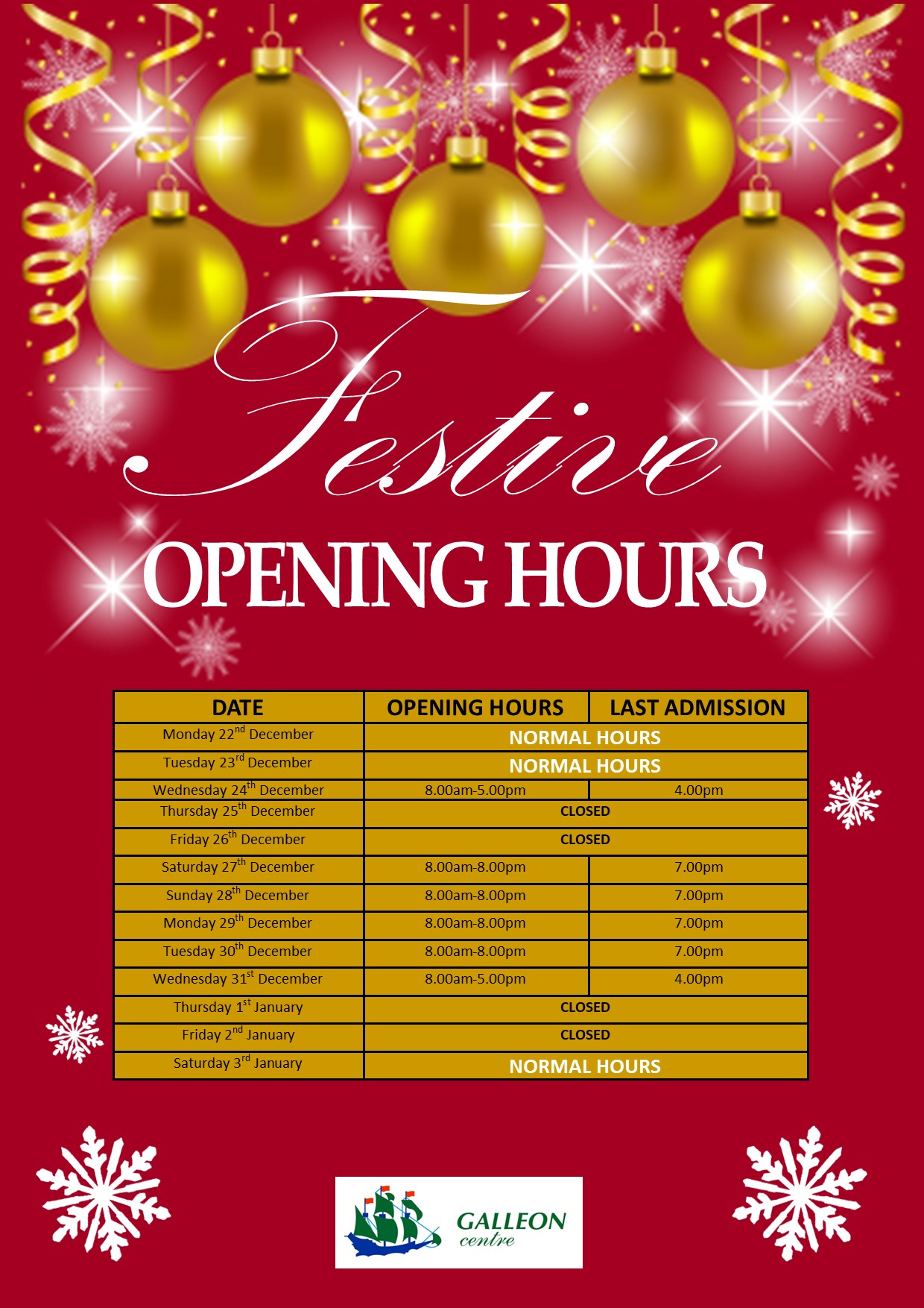 FESTIVE HOURS 2025a