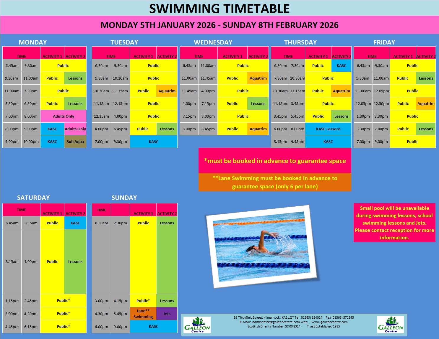POOL TIMETABLE FROM 05.01.26 08.02.26
