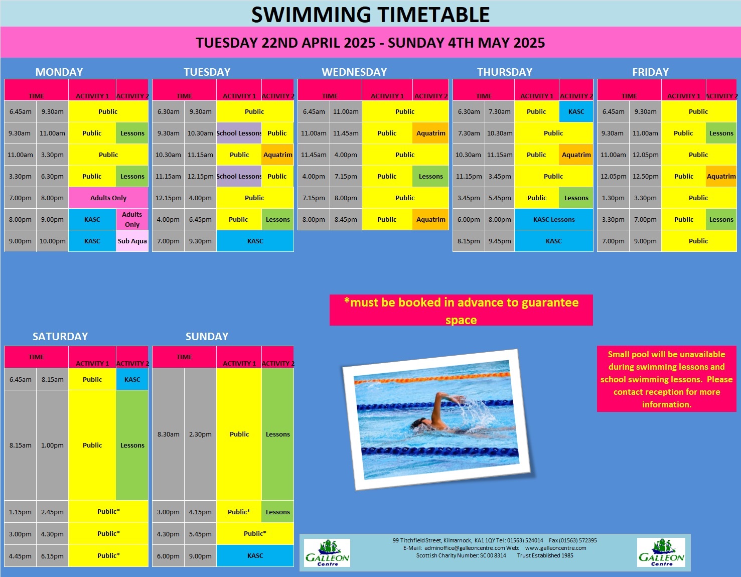POOL TIMETABLE FROM 22.04.25 04.05.25